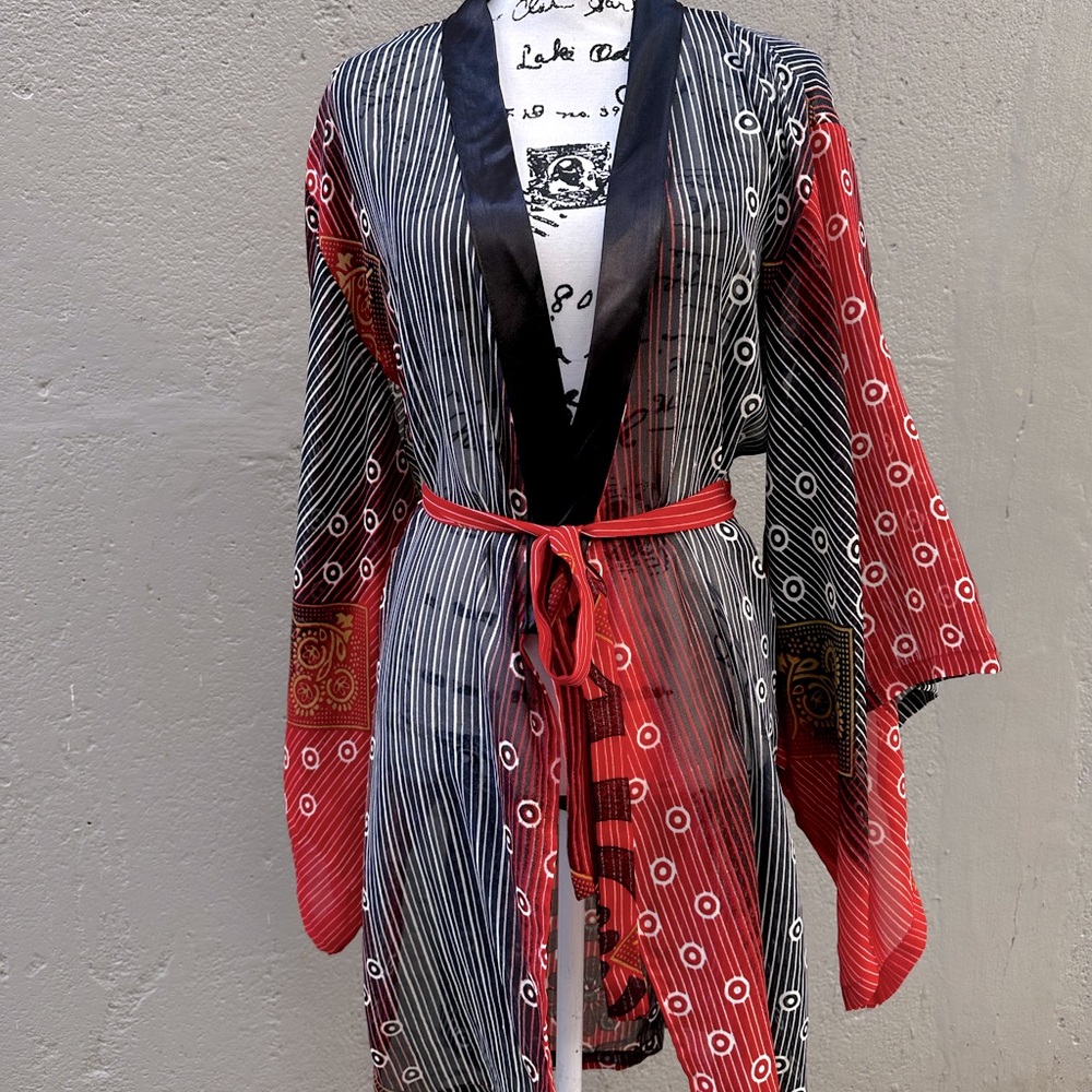 TOMO NEW wrap dress, hand mark chiffon sheer fabric.